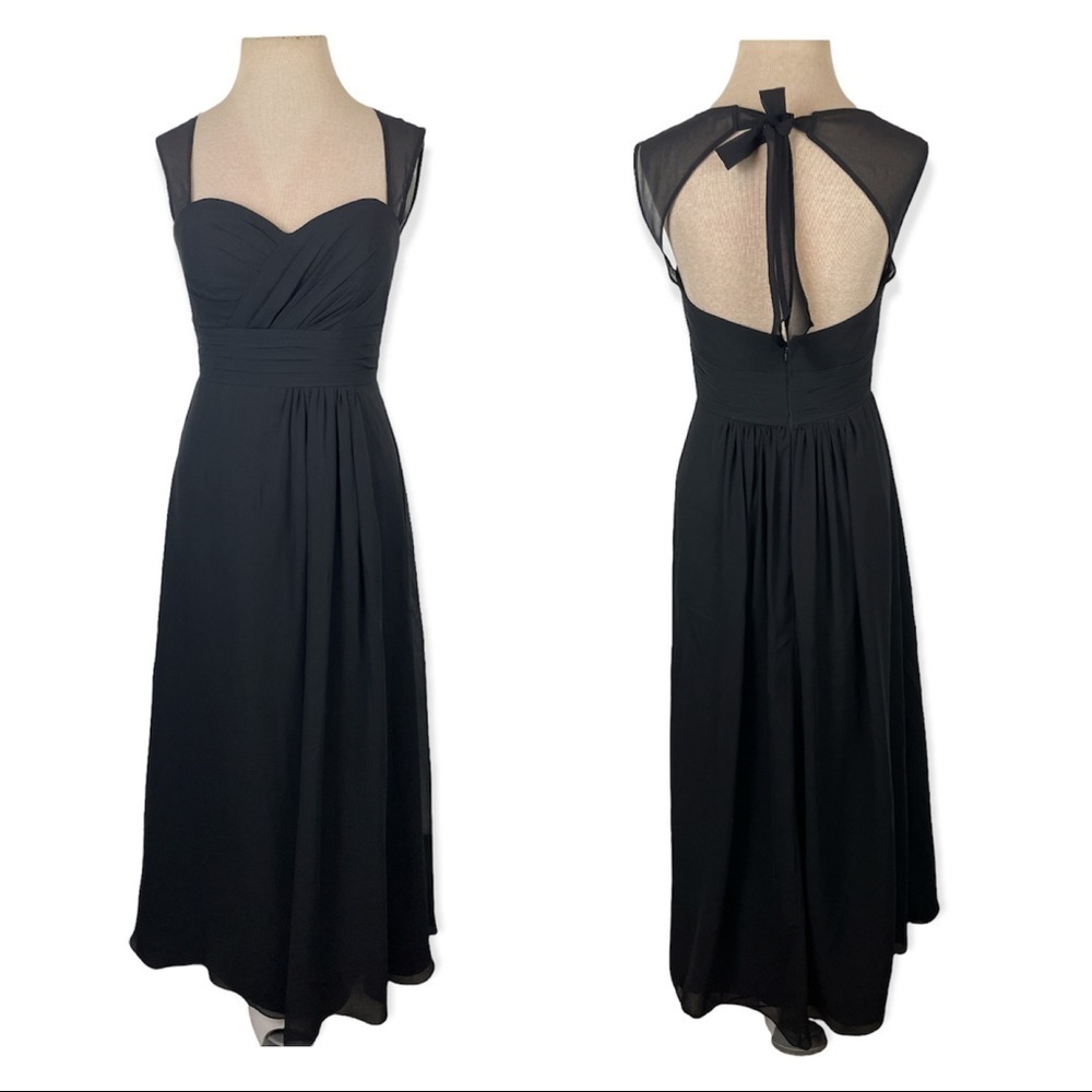 Bill Levkoff Size 8 Black Chiffon Sweetheart A-line Dress Gown formal style 485